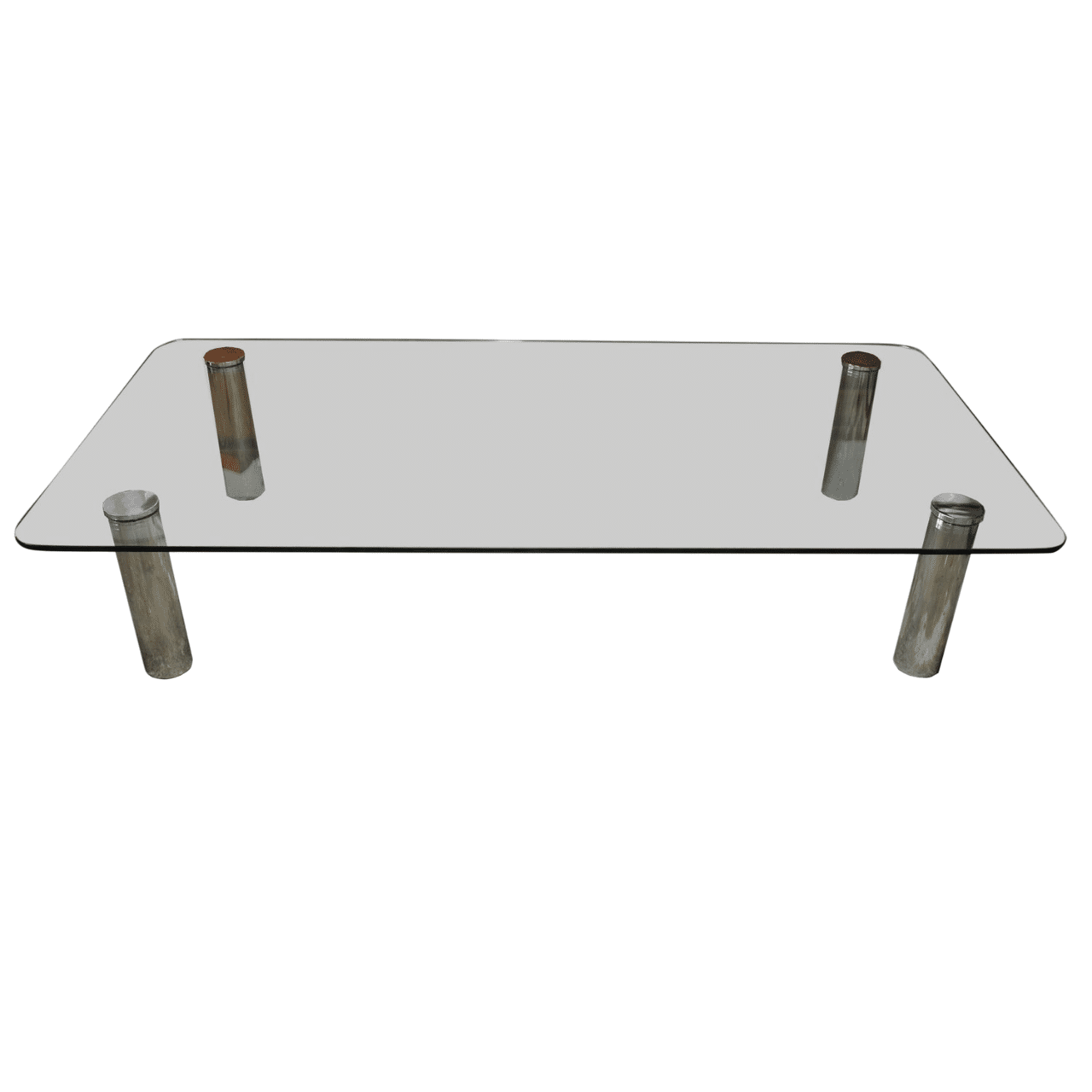 Large Glass & Chrome Coffee Table By Marco Zanuso For Zanotta, Italy, 1960s