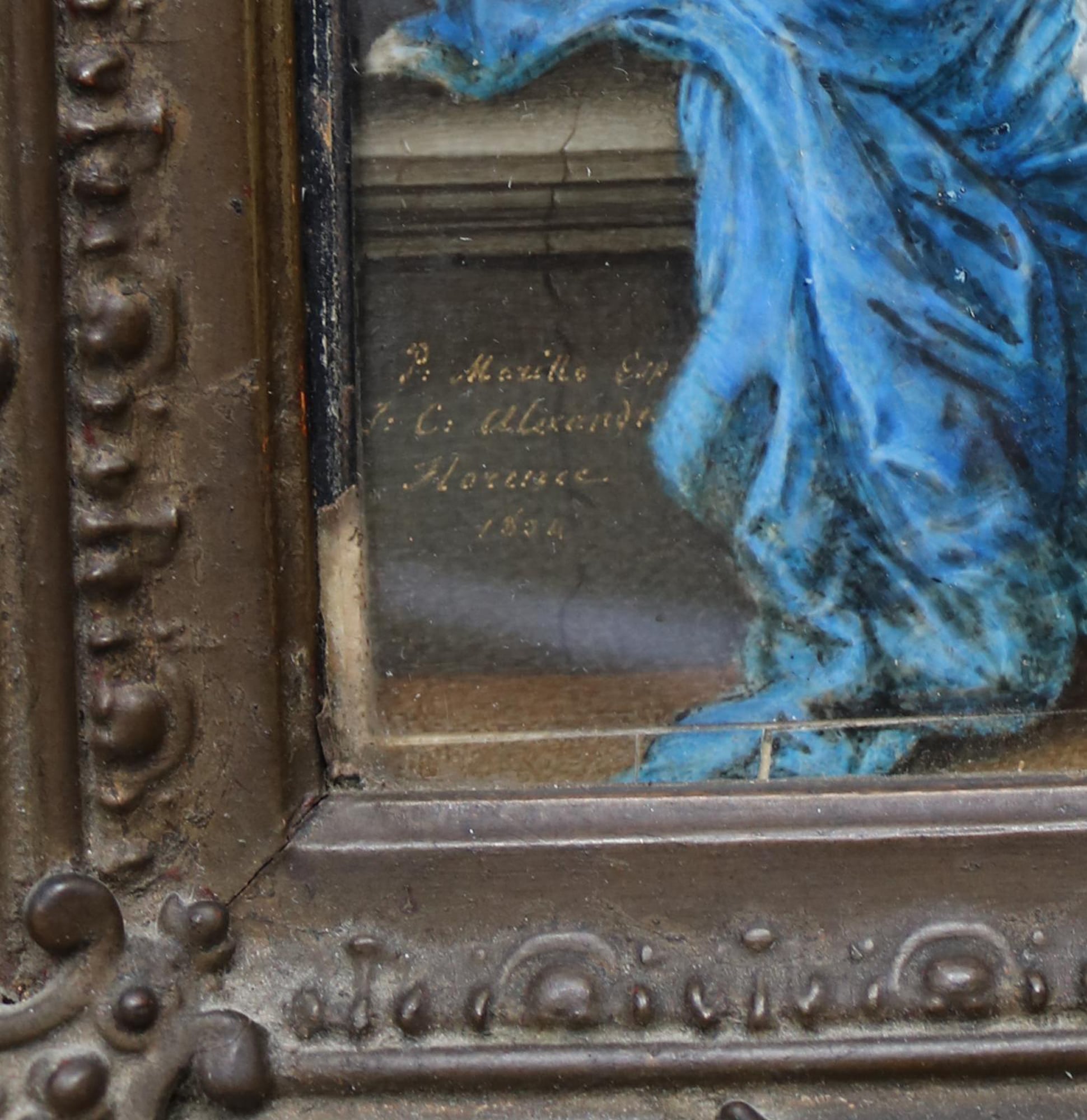 A fine antique Florence Grand Tour Portrait Miniature Madonna oil after Murillo C.19thC