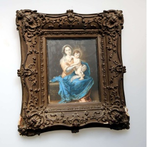 A fine antique Florence Grand Tour Portrait Miniature Madonna oil after Murillo C.19thC