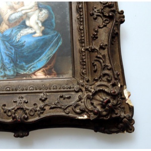 A fine antique Florence Grand Tour Portrait Miniature Madonna oil after Murillo C.19thC
