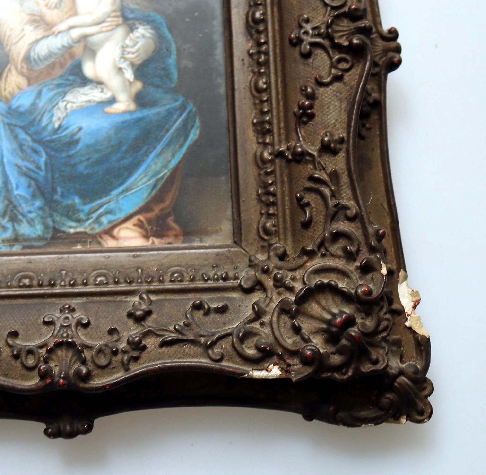 A fine antique Florence Grand Tour Portrait Miniature Madonna oil after Murillo C.19thC