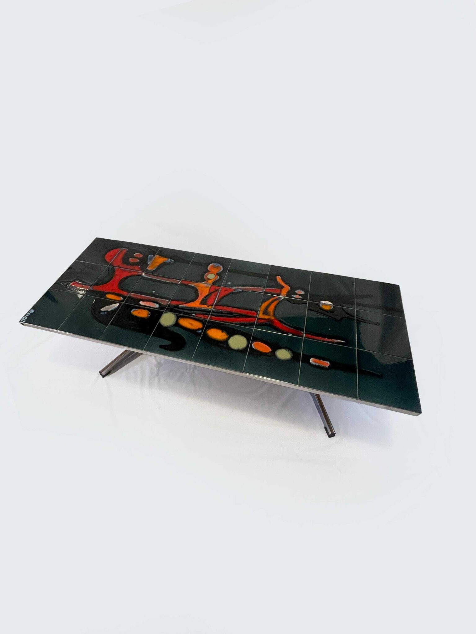 Mid Century Modern Adri Danish Ceramic Coffee Table, 1960s, Vintage Ceramic And Chrome Coffee Table, Desirable And Highly Collectable