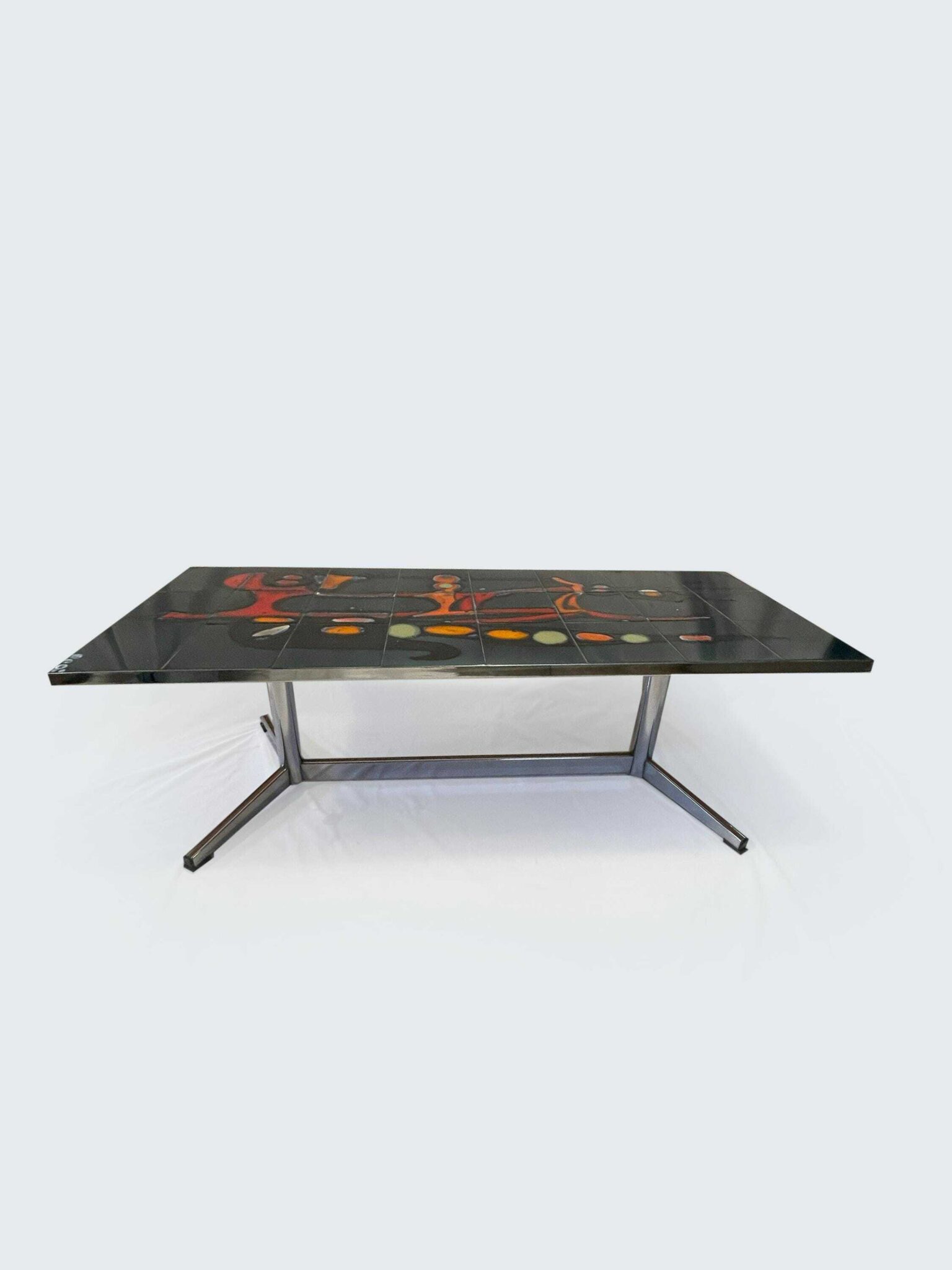 Mid Century Modern Adri Danish Ceramic Coffee Table, 1960s, Vintage Ceramic And Chrome Coffee Table, Desirable And Highly Collectable