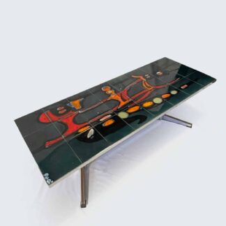 Mid Century Modern Adri Danish Ceramic Coffee Table, 1960s, Vintage Ceramic And Chrome Coffee Table, Desirable And Highly Collectable