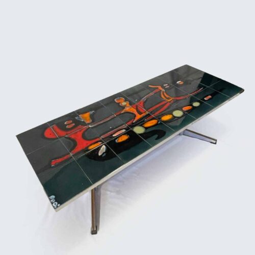 Mid Century Modern Adri Danish Ceramic Coffee Table, 1960s, Vintage Ceramic And Chrome Coffee Table, Desirable And Highly Collectable