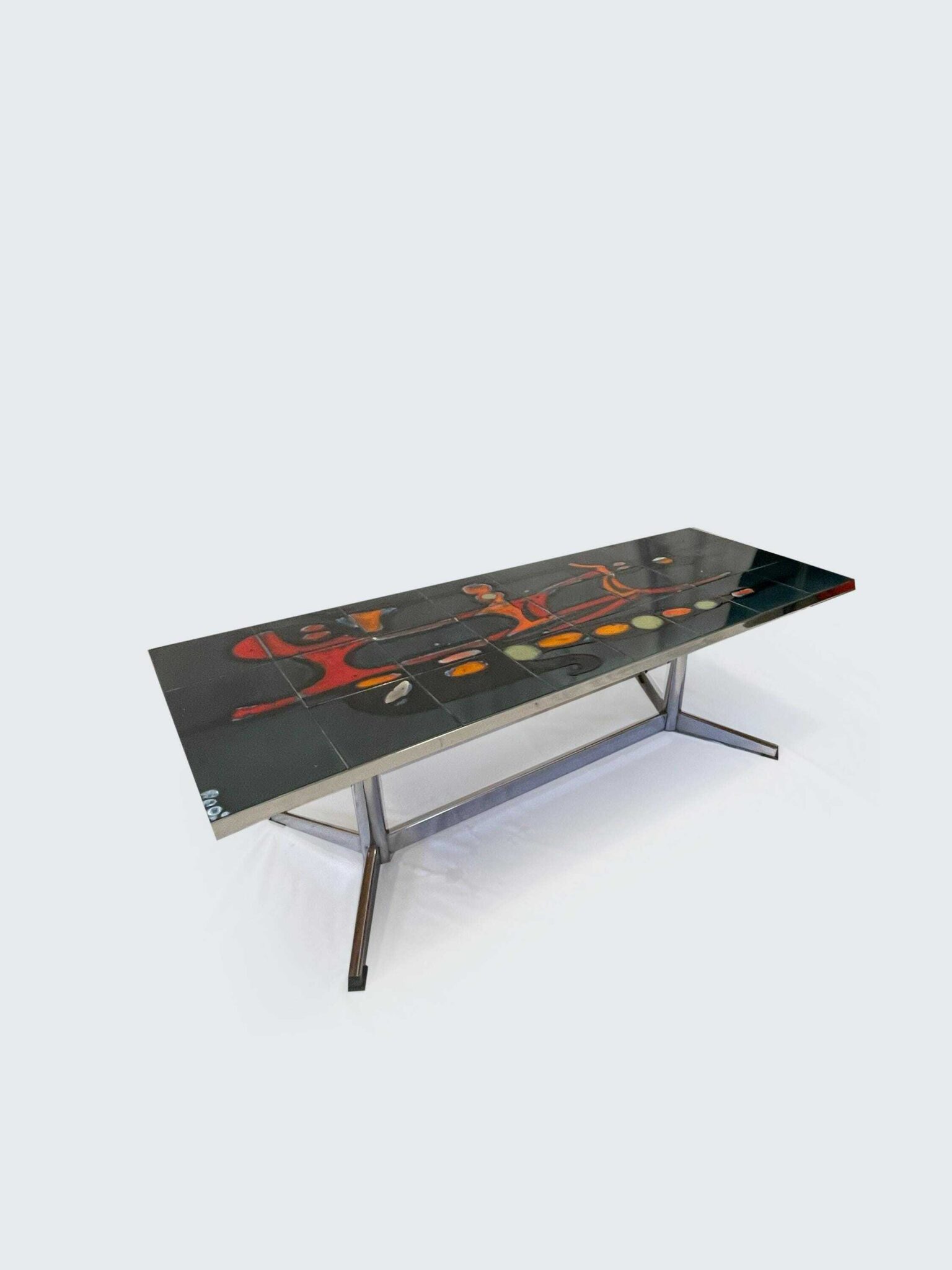 Mid Century Modern Adri Danish Ceramic Coffee Table, 1960s, Vintage Ceramic And Chrome Coffee Table, Desirable And Highly Collectable