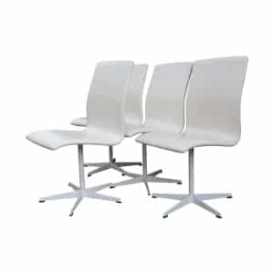 'Oxford' Swivel Chairs In White By Arne Jacobsen For Fritz Hansen, 1965, Set Of 4