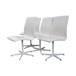 'Oxford' Swivel Chairs In White By Arne Jacobsen For Fritz Hansen, 1965, Set Of 4