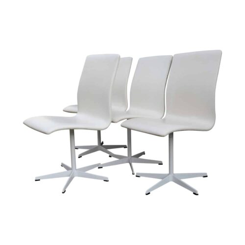 'Oxford' Swivel Chairs In White By Arne Jacobsen For Fritz Hansen, 1965, Set Of 4