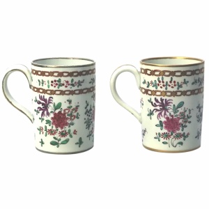 An unusual pair antique Samson of Paris porcelain hand painted Tankards C.19thC