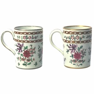 An unusual pair antique Samson of Paris porcelain hand painted Tankards C.19thC