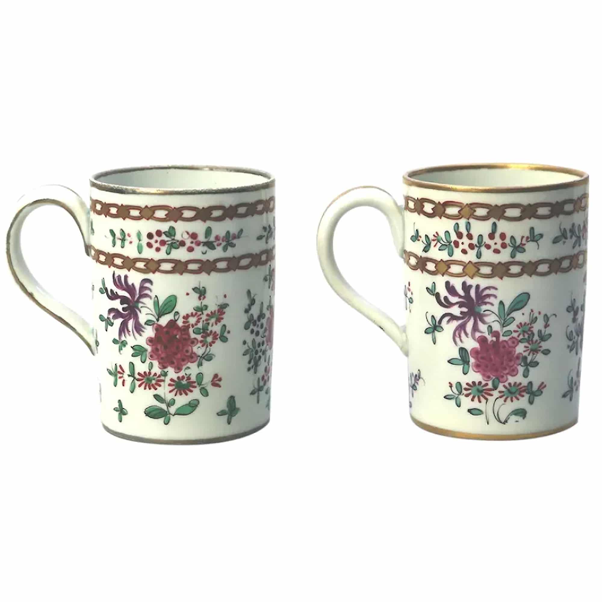 An unusual pair antique Samson of Paris porcelain hand painted Tankards C.19thC