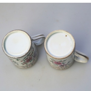 An unusual pair antique Samson of Paris porcelain hand painted Tankards C.19thC