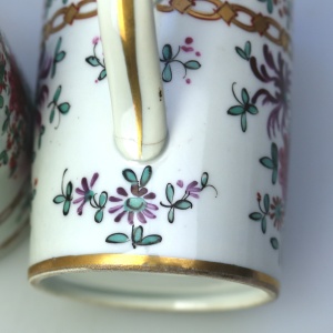 An unusual pair antique Samson of Paris porcelain hand painted Tankards C.19thC