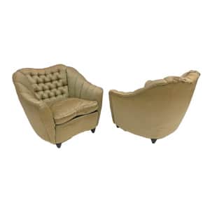 Pair of Gio Ponti Mid-Century Modern Curved Armchairs for Casa e Giardino, 1940s