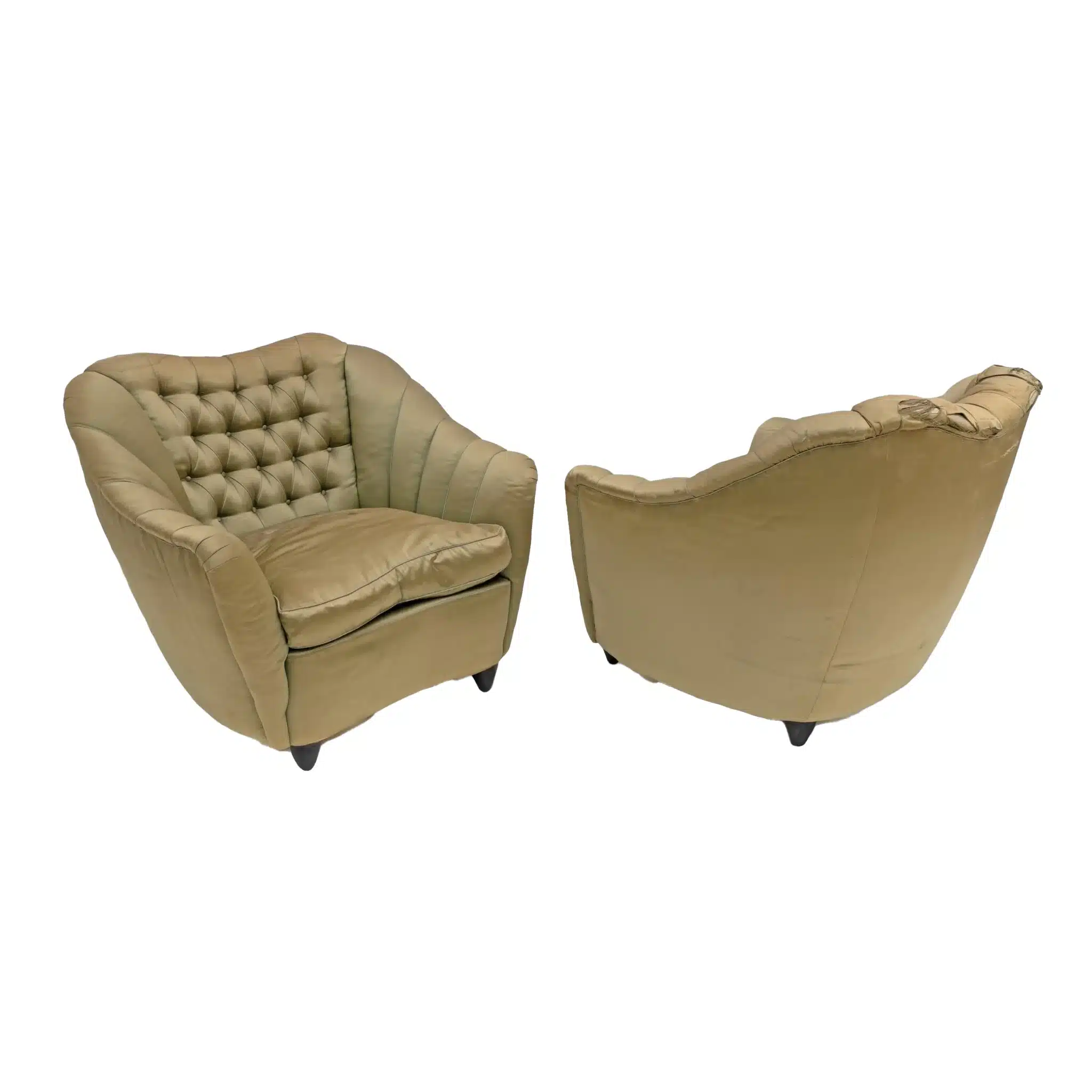 Pair of Gio Ponti Mid-Century Modern Curved Armchairs for Casa e Giardino, 1940s