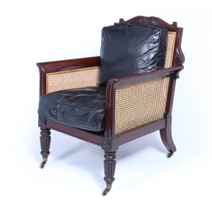 Exceptional Pair Of Regency Mahogany & Leather Library Arm Chairs C1830