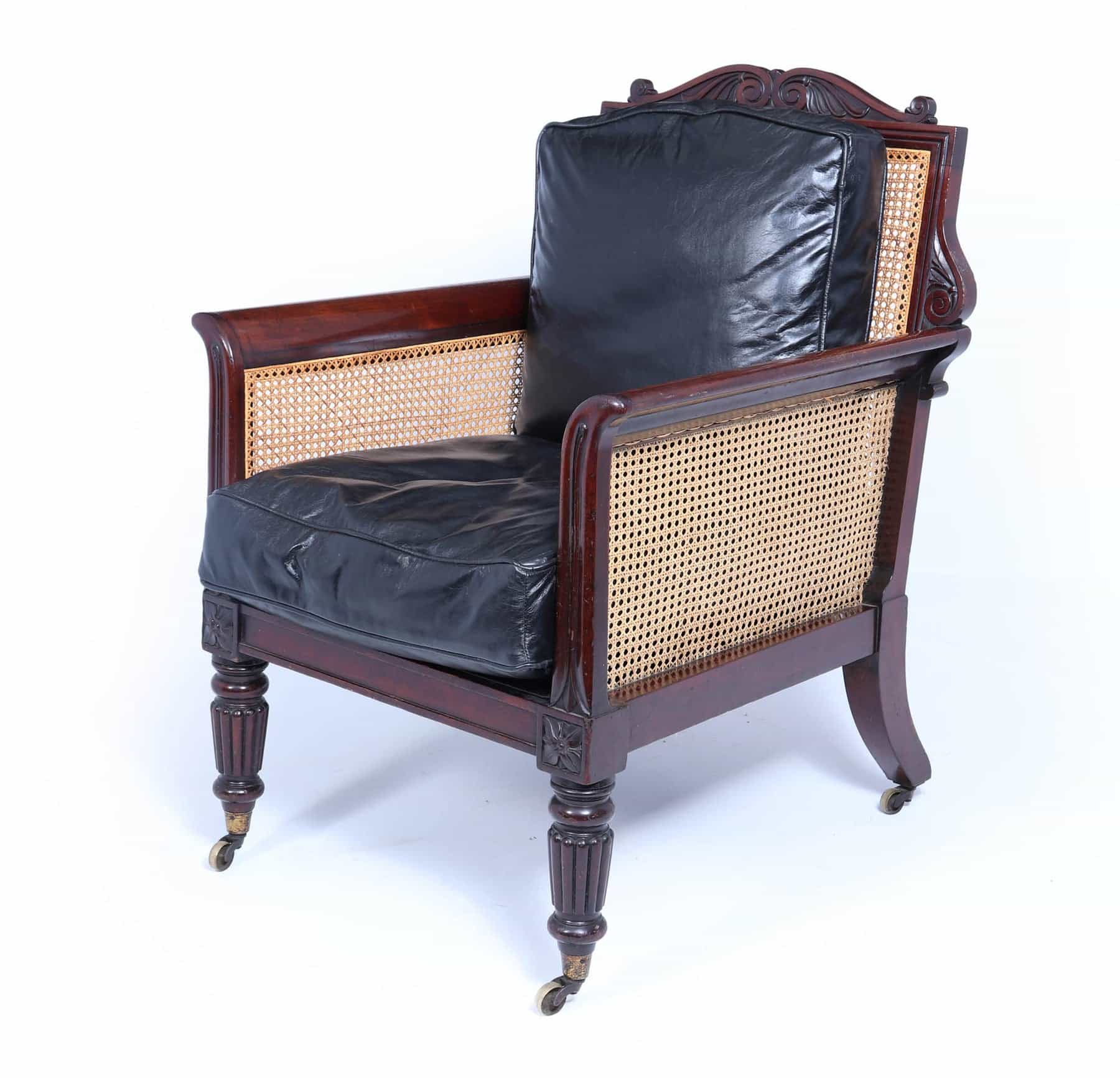 Exceptional Pair Of Regency Mahogany & Leather Library Arm Chairs C1830