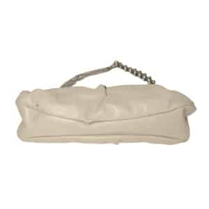 Chanel Grey Lambskin Pleated Hand Bag With Ruthenium-Finish Chain Link Straps