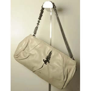 Chanel Grey Lambskin Pleated Hand Bag With Ruthenium-Finish Chain Link Straps