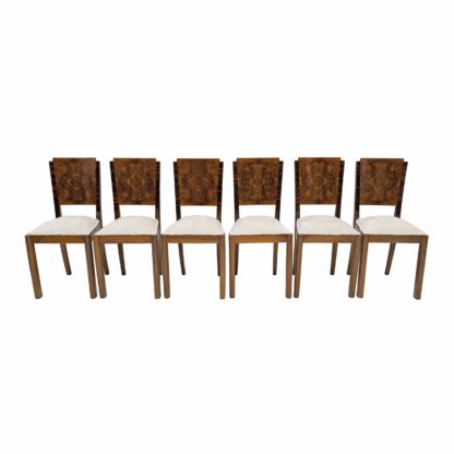 Six Art Dèco Italian Walnut Dining Chairs, 1940s - Image 2