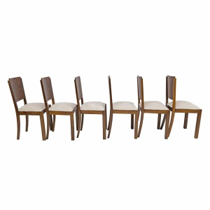 Six Art Dèco Italian Walnut Dining Chairs, 1940s