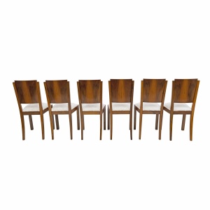 Six Art Dèco Italian Walnut Dining Chairs, 1940s