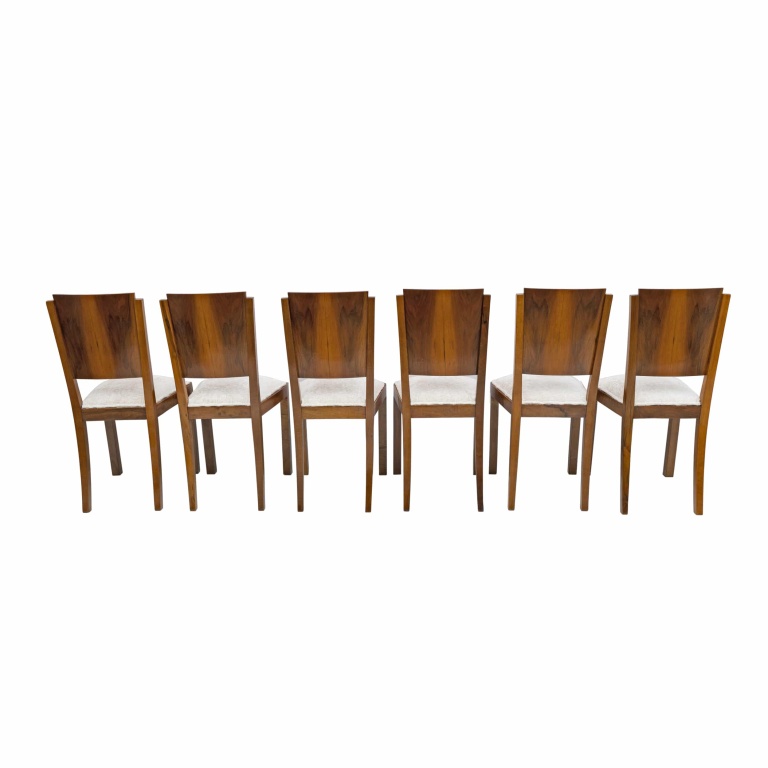 Six Art Dèco Italian Walnut Dining Chairs, 1940s - Image 11