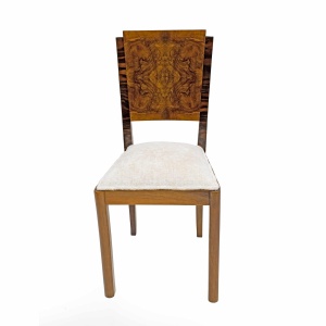 Six Art Dèco Italian Walnut Dining Chairs, 1940s
