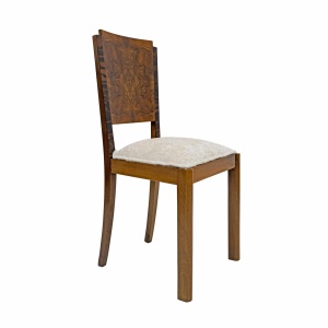 Six Art Dèco Italian Walnut Dining Chairs, 1940s