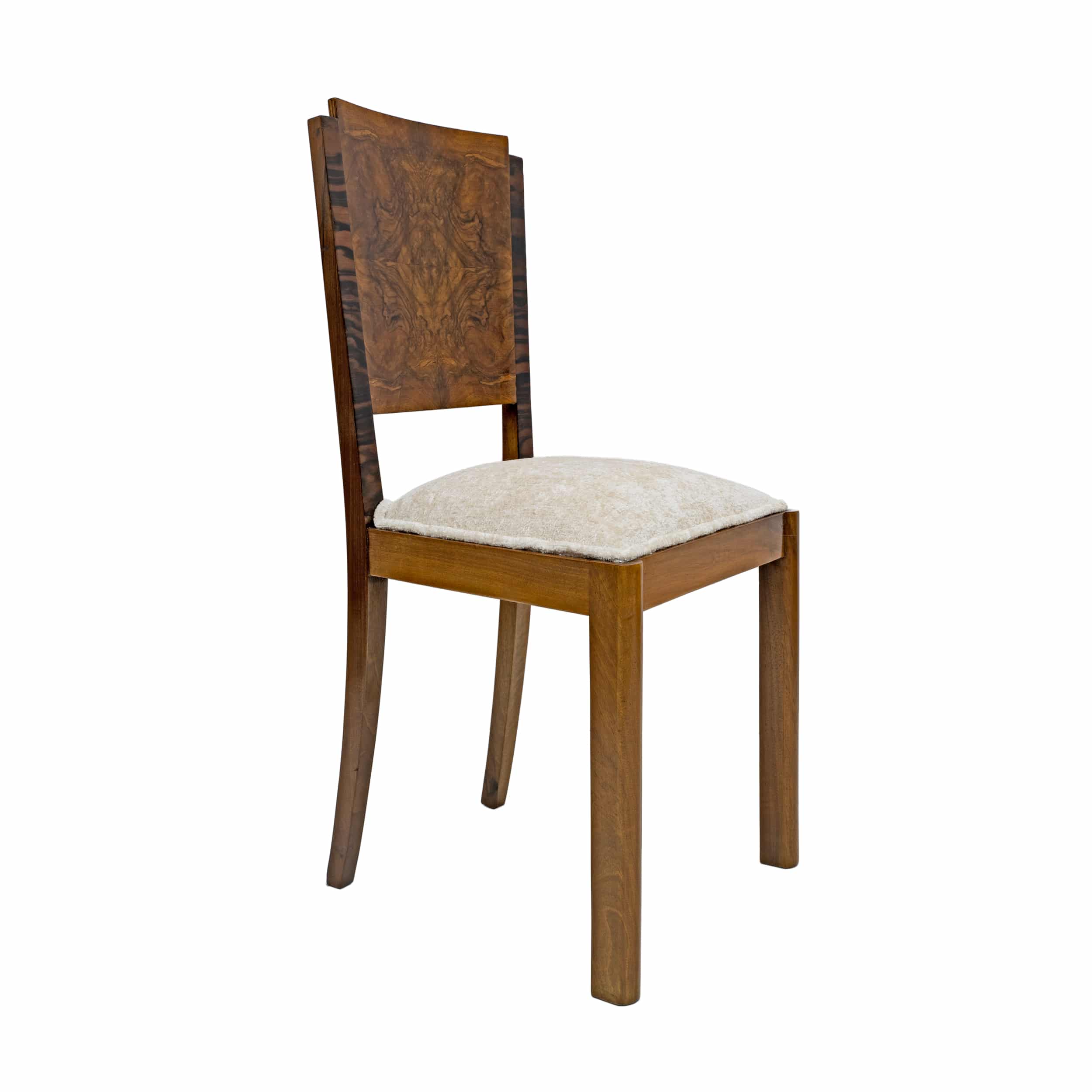 Six Art Dèco Italian Walnut Dining Chairs, 1940s