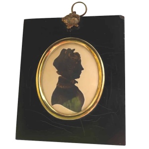 A good antique Georgian bronzed Silhouette cut Portrait Miniature C.early 19thC
