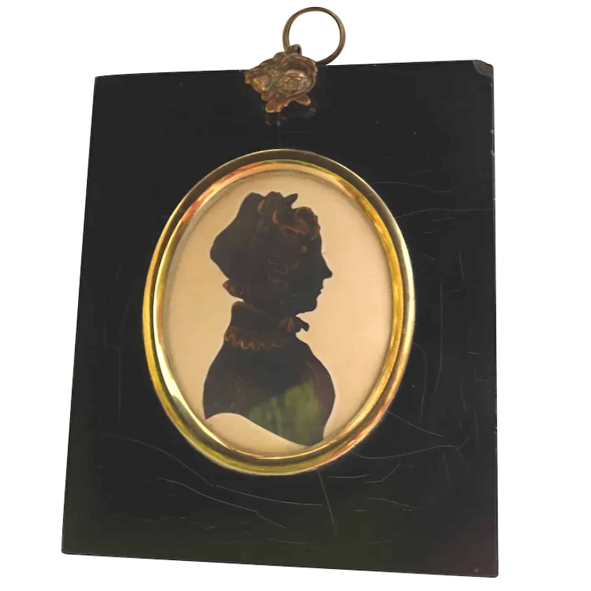 A good antique Georgian bronzed Silhouette cut Portrait Miniature C.early 19thC