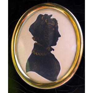 A good antique Georgian bronzed Silhouette cut Portrait Miniature C.early 19thC