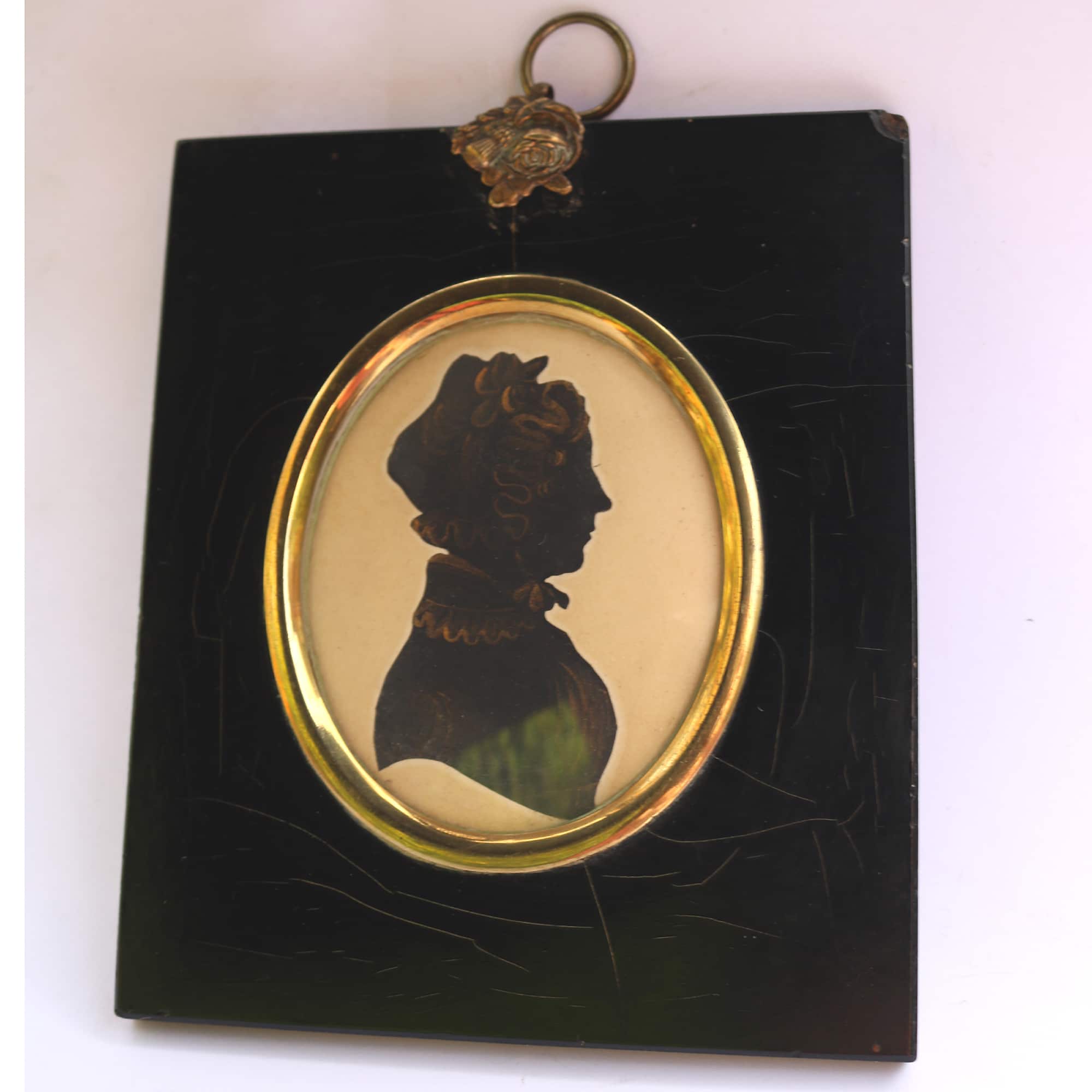 A good antique Georgian bronzed Silhouette cut Portrait Miniature C.early 19thC