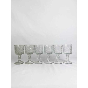 Six Vintage Mid Century Ravenshead 'Bark' Wine Glasses, Barware, Retro Bark Texture Glass, Iconic Seventies Glass