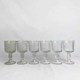 Six Vintage Mid Century Ravenshead 'Bark' Wine Glasses, Barware, Retro Bark Texture Glass, Iconic Seventies Glass