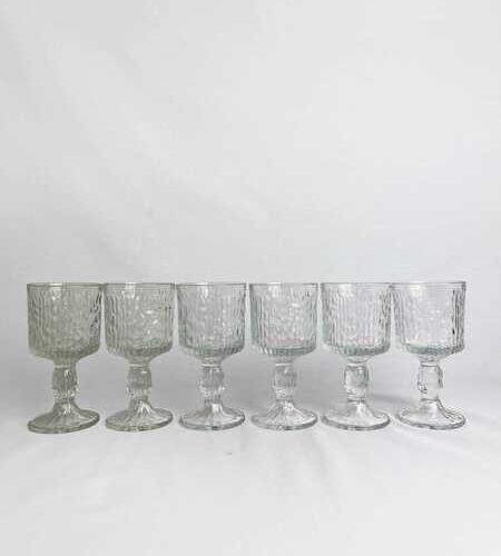 Six Vintage Mid Century Ravenshead 'Bark' Wine Glasses, Barware, Retro Bark Texture Glass, Iconic Seventies Glass