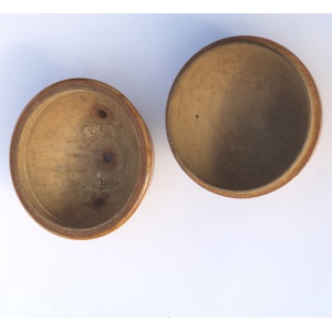 An antique Victorian sycamore Mauchline Ware String Box Tynemouth Haven C.1900