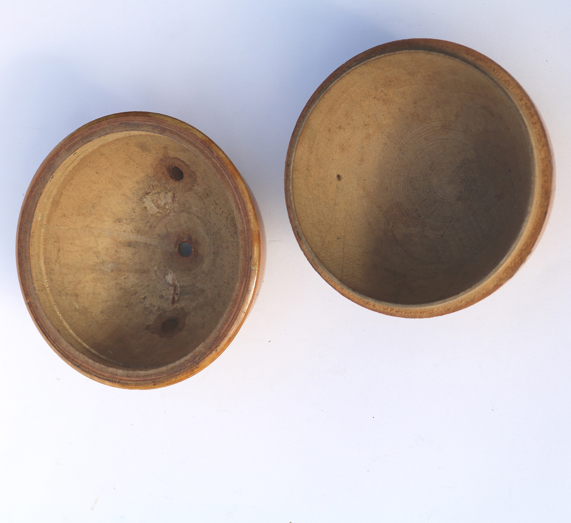 An antique Victorian sycamore Mauchline Ware String Box Tynemouth Haven C.1900