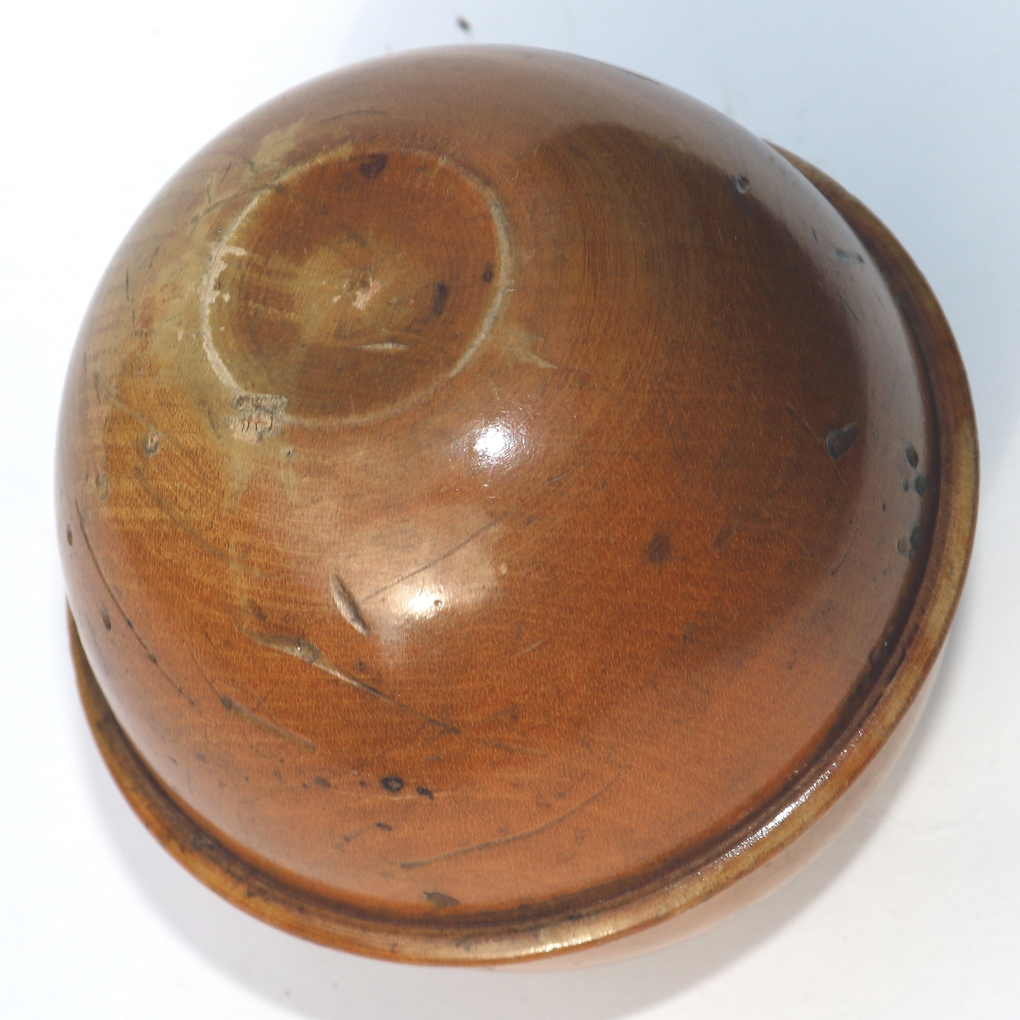An antique Victorian sycamore Mauchline Ware String Box Tynemouth Haven C.1900