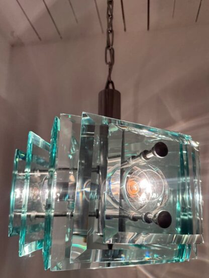 Stunning Italian Square Green Glass Chandelier By Lupi Cristal Luxor, 1970s - Image 19