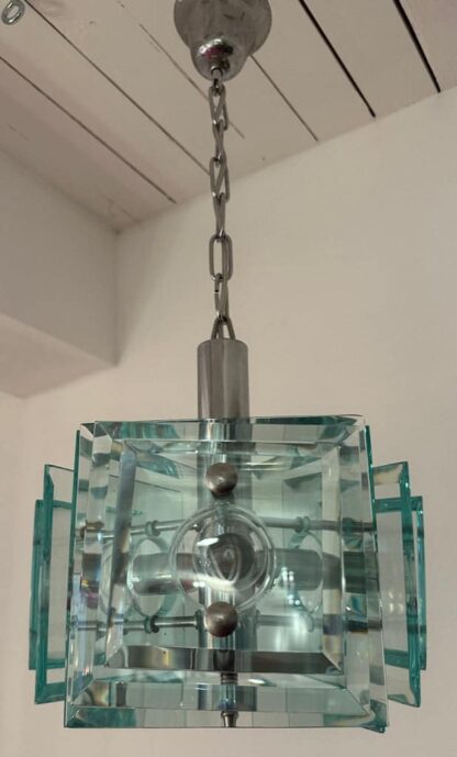 Stunning Italian Square Green Glass Chandelier By Lupi Cristal Luxor, 1970s - Image 12