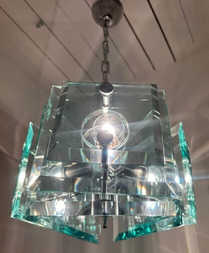 Stunning Italian Square Green Glass Chandelier By Lupi Cristal Luxor, 1970s - Image 18