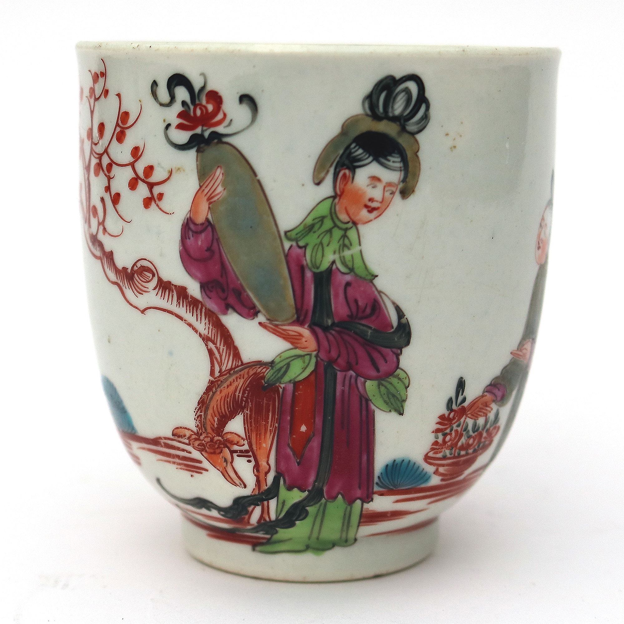 A good antique porcelain 1st Period Worcester Chinoiserie Mandarin Cup C.18thC