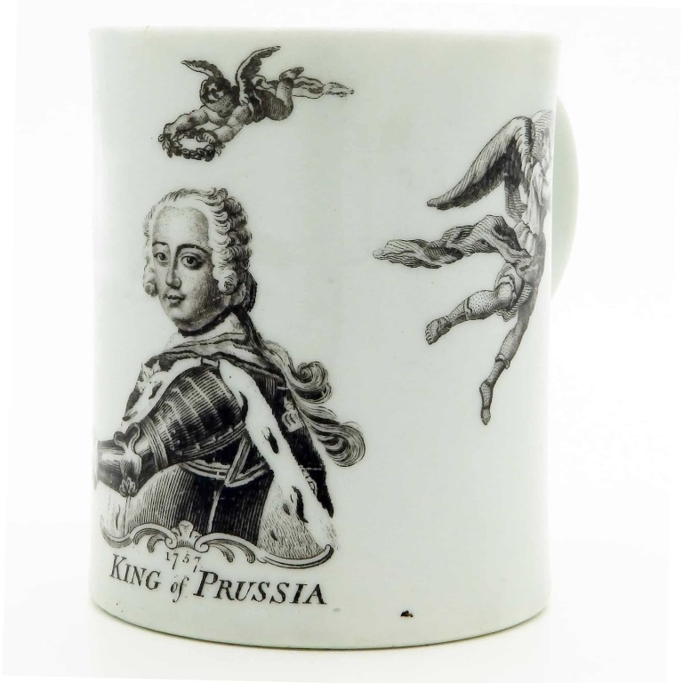An antique Worcester porcelain Royal Commemorative Frederick II Tankard 18th/19thC