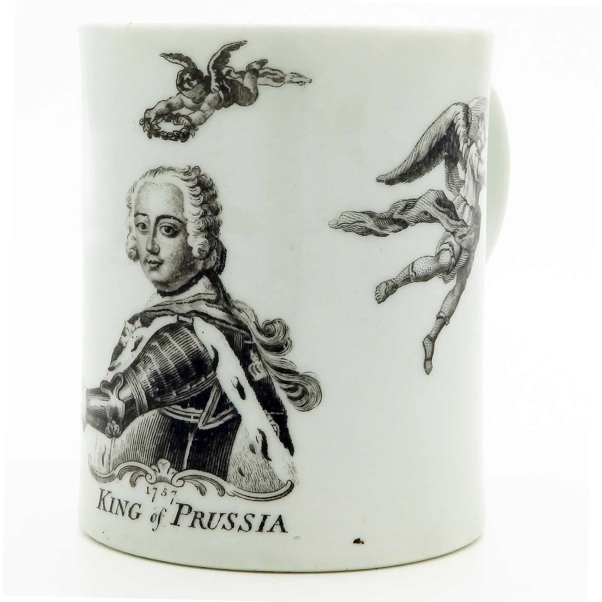 An antique Worcester porcelain Royal Commemorative Frederick II Tankard 18th/19thC