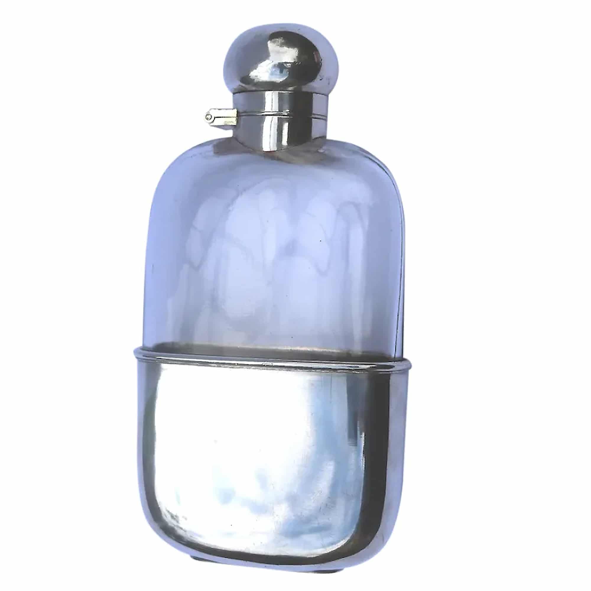 A good and attractive silver plated and glass Hip Flask by Harrods C.20thC