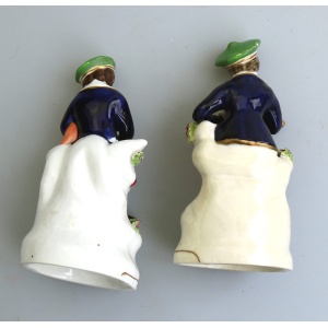 Unusual pair of antique Staffordshire pottery Scottish Musicians Figures C.1840