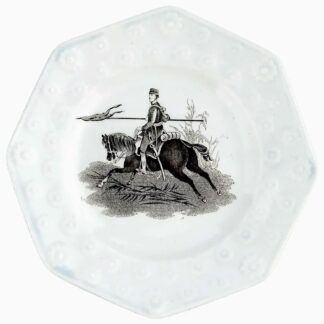 Unusual antique Staffordshire pottery daisy border Military Nursery Plate C.19th